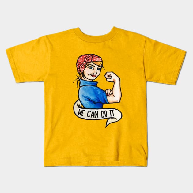 We can do it Feminist Rosie the Riveter Kids T-Shirt by bubbsnugg